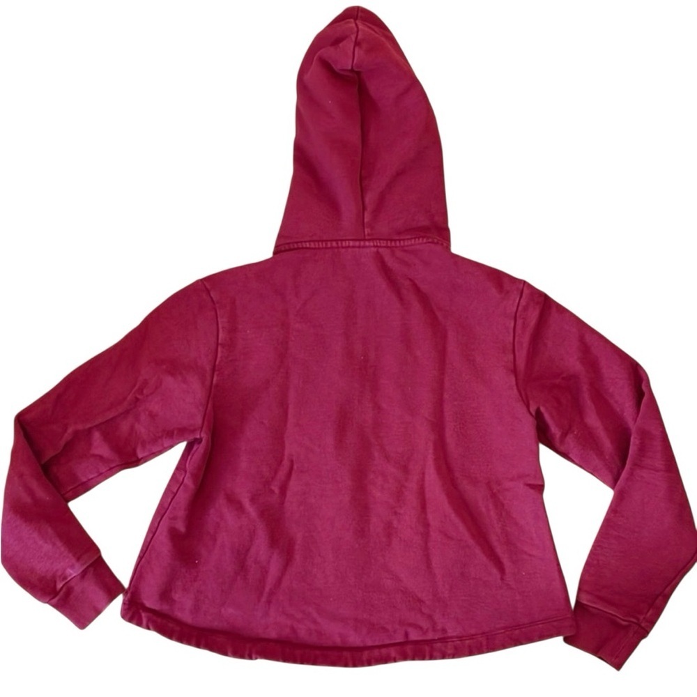 Victorias Secret PINK Faux Fur Lined Hood Sweatshirt Full Zip Burgundy Maroon - Picture 3 of 13